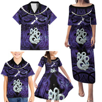 Personalised Maori Matariki Manaia Waiporoporo Family Matching Puletasi and Hawaiian Shirt Maori Kowhaiwhai Pattern Galaxy