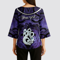 Personalised Maori Matariki Manaia Waiporoporo Kimono Sleeve Blouse Maori Kowhaiwhai Pattern Galaxy LT01 - Polynesian Pride