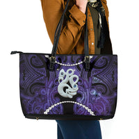 Maori Matariki Manaia Waiporoporo Leather Tote Bag Maori Kowhaiwhai Pattern Galaxy LT01 - Polynesian Pride