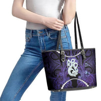 Maori Matariki Manaia Waiporoporo Leather Tote Bag Maori Kowhaiwhai Pattern Galaxy LT01 - Polynesian Pride