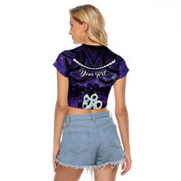 Personalised Maori Matariki Manaia Waiporoporo Raglan Cropped T Shirt Maori Kowhaiwhai Pattern Galaxy LT01 - Polynesian Pride