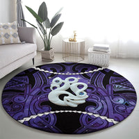 Maori Matariki Manaia Waiporoporo Round Carpet Maori Kowhaiwhai Pattern Galaxy LT01 - Polynesian Pride