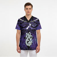 Personalised Maori Matariki Manaia Waiporoporo Scrub Top Maori Kowhaiwhai Pattern Galaxy LT01 - Polynesian Pride