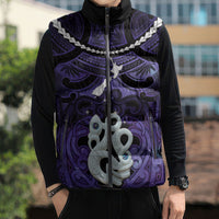Personalised Maori Matariki Manaia Waiporoporo Sleeveless Puffer Jacket Maori Kowhaiwhai Pattern Galaxy LT01 - Polynesian Pride