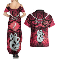 Personalised Maori Matariki Manaia Whero Couples Matching Summer Maxi Dress and Hawaiian Shirt Maori Kowhaiwhai Pattern Galaxy