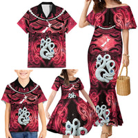 Personalised Maori Matariki Manaia Whero Family Matching Mermaid Dress and Hawaiian Shirt Maori Kowhaiwhai Pattern Galaxy