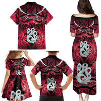 Personalised Maori Matariki Manaia Whero Family Matching Puletasi and Hawaiian Shirt Maori Kowhaiwhai Pattern Galaxy