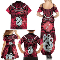 Personalised Maori Matariki Manaia Whero Family Matching Summer Maxi Dress and Hawaiian Shirt Maori Kowhaiwhai Pattern Galaxy
