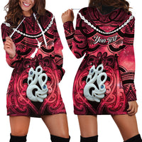 Personalised Maori Matariki Manaia Whero Hoodie Dress Maori Kowhaiwhai Pattern Galaxy LT01 - Polynesian Pride