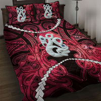 Maori Matariki Manaia Whero Quilt Bed Set Maori Kowhaiwhai Pattern Galaxy LT01 Red - Polynesian Pride