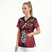 Personalised Maori Matariki Manaia Whero Scrub Top Maori Kowhaiwhai Pattern Galaxy LT01 - Polynesian Pride