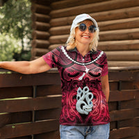 Personalised Maori Matariki Manaia Whero Women Polo Shirt Maori Kowhaiwhai Pattern Galaxy