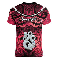 Personalised Maori Matariki Manaia Whero Women V-Neck T-Shirt Maori Kowhaiwhai Pattern Galaxy LT01 - Polynesian Pride