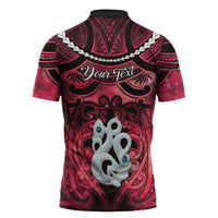 Personalised Maori Matariki Manaia Whero Zipper Polo Shirt Maori Kowhaiwhai Pattern Galaxy LT01 - Polynesian Pride