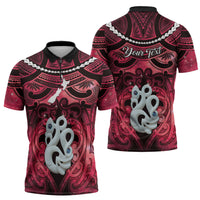 Personalised Maori Matariki Manaia Whero Zipper Polo Shirt Maori Kowhaiwhai Pattern Galaxy LT01 - Polynesian Pride
