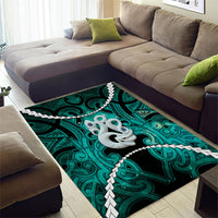 Maori Matariki Manaia Turquoise Area Rug Maori Kowhaiwhai Pattern Galaxy LT01 - Polynesian Pride
