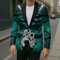 Personalised Maori Matariki Manaia Turquoise Blazer Maori Kowhaiwhai Pattern Galaxy LT01 - Polynesian Pride