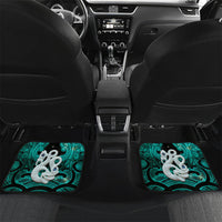 Personalised Maori Matariki Manaia Turquoise Car Mats Maori Kowhaiwhai Pattern Galaxy LT01 Set 2pcs - Back Turquoise - Polynesian Pride