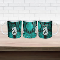 Personalised Maori Matariki Manaia Turquoise Ceramic Mug Maori Kowhaiwhai Pattern Galaxy LT01 - Polynesian Pride