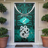 Personalised Maori Matariki Manaia Turquoise Door Cover Maori Kowhaiwhai Pattern Galaxy LT01 Turquoise - Polynesian Pride