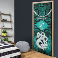 Personalised Maori Matariki Manaia Turquoise Door Cover Maori Kowhaiwhai Pattern Galaxy LT01 - Polynesian Pride