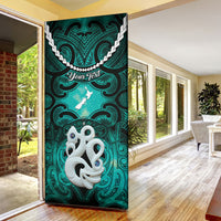 Personalised Maori Matariki Manaia Turquoise Door Cover Maori Kowhaiwhai Pattern Galaxy LT01 - Polynesian Pride