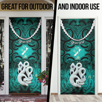 Personalised Maori Matariki Manaia Turquoise Door Cover Maori Kowhaiwhai Pattern Galaxy LT01 - Polynesian Pride