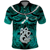 Personalised Maori Matariki Manaia Turquoise Polo Shirt Maori Kowhaiwhai Pattern Galaxy LT01 Turquoise - Polynesian Pride