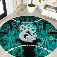 Maori Matariki Manaia Turquoise Round Carpet Maori Kowhaiwhai Pattern Galaxy LT01 Turquoise - Polynesian Pride
