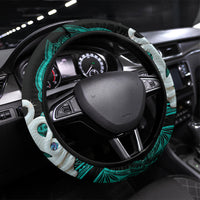 Maori Matariki Manaia Turquoise Steering Wheel Cover Maori Kowhaiwhai Pattern Galaxy LT01 Universal Fit Turquoise - Polynesian Pride