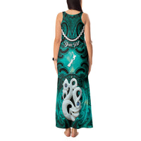 Personalised Maori Matariki Manaia Turquoise Tank Maxi Dress Maori Kowhaiwhai Pattern Galaxy LT01 - Polynesian Pride