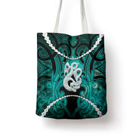 Maori Matariki Manaia Turquoise Tote Bag Maori Kowhaiwhai Pattern Galaxy LT01 - Polynesian Pride