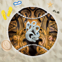 Maori Matariki Manaia Kowhai Beach Blanket Maori Kowhaiwhai Pattern Galaxy LT01 One Size 150cm Yellow - Polynesian Pride