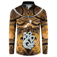 Personalised Maori Matariki Manaia Kowhai Button Sweatshirt Maori Kowhaiwhai Pattern Galaxy LT01 Yellow - Polynesian Pride