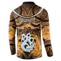 Personalised Maori Matariki Manaia Kowhai Button Sweatshirt Maori Kowhaiwhai Pattern Galaxy LT01 - Polynesian Pride
