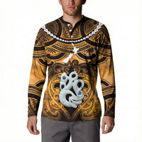 Personalised Maori Matariki Manaia Kowhai Button Sweatshirt Maori Kowhaiwhai Pattern Galaxy LT01 - Polynesian Pride