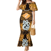 Personalised Maori Matariki Manaia Kowhai Family Matching Mermaid Dress and Hawaiian Shirt Maori Kowhaiwhai Pattern Galaxy