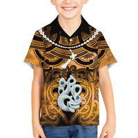 Personalised Maori Matariki Manaia Kowhai Family Matching Off Shoulder Maxi Dress and Hawaiian Shirt Maori Kowhaiwhai Pattern Galaxy