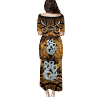 Personalised Maori Matariki Manaia Kowhai Family Matching Puletasi and Hawaiian Shirt Maori Kowhaiwhai Pattern Galaxy