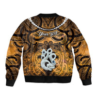 Personalised Maori Matariki Manaia Kowhai Sleeve Zip Bomber Jacket Maori Kowhaiwhai Pattern Galaxy LT01 - Polynesian Pride