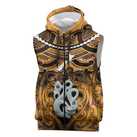 Personalised Maori Matariki Manaia Kowhai Sleeveless Zip Hoodie Maori Kowhaiwhai Pattern Galaxy LT01 Yellow - Polynesian Pride