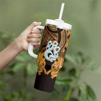 Personalised Maori Matariki Manaia Kowhai Tumbler With Handle Maori Kowhaiwhai Pattern Galaxy LT01 - Polynesian Pride