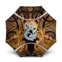 Maori Matariki Manaia Kowhai Umbrella Maori Kowhaiwhai Pattern Galaxy LT01 One Size Folded 11.42 inch Opened Diameter 37.4 inch Yellow - Polynesian Pride