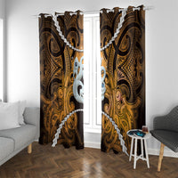 Maori Matariki Manaia Kowhai Window Curtain Maori Kowhaiwhai Pattern Galaxy LT01 With Grommets Yellow - Polynesian Pride