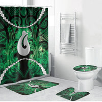 Maori Matariki Hei Matau Kakariki Bathroom Set Maori Kowhaiwhai Pattern Galaxy LT01 Bathroom Set (4 pcs) Green - Polynesian Pride