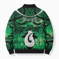 Personalised Maori Matariki Hei Matau Kakariki Bomber Puffer Jacket Maori Kowhaiwhai Pattern Galaxy