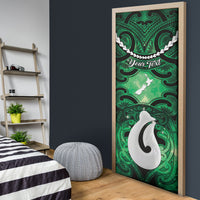 Personalised Maori Matariki Hei Matau Kakariki Door Cover Maori Kowhaiwhai Pattern Galaxy LT01 - Polynesian Pride