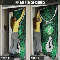 Personalised Maori Matariki Hei Matau Kakariki Door Cover Maori Kowhaiwhai Pattern Galaxy LT01 - Polynesian Pride