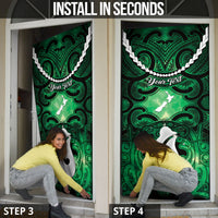Personalised Maori Matariki Hei Matau Kakariki Door Cover Maori Kowhaiwhai Pattern Galaxy LT01 - Polynesian Pride