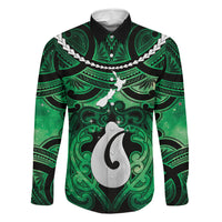Personalised Maori Matariki Hei Matau Kakariki Family Matching Off The Shoulder Long Sleeve Dress and Hawaiian Shirt Maori Kowhaiwhai Pattern Galaxy
